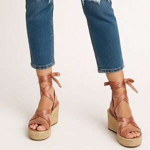 ASOS Wedge espadrilles tie up Dusty Rose, preppy, vacation, spring, summer, SZ 7
